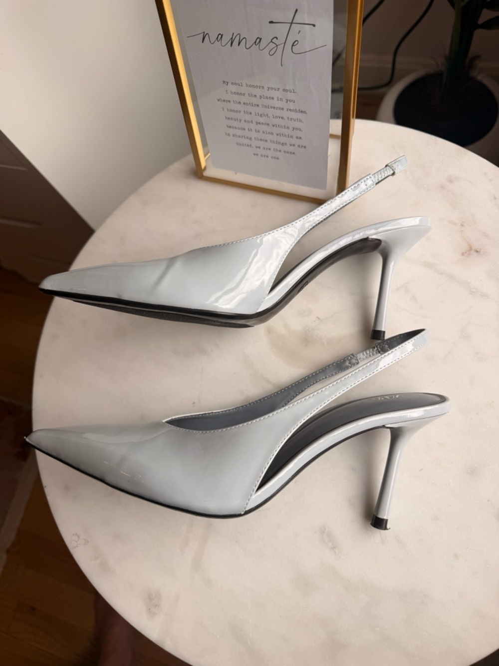 Zara Slingback Pointed Toe Stiletto Heels in Light Blue 7.5 - Picture 7 of 12